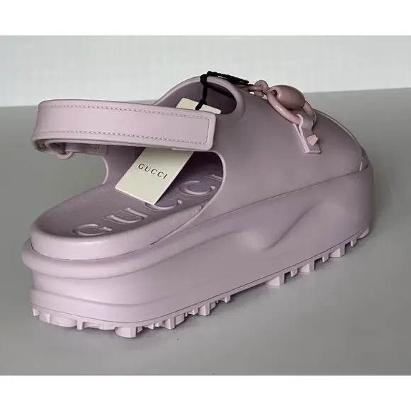 Gucci Women's Horsebit Rubber Pink Slingback Sandals 9 US (39 Eu) IT 742435 NIB - Picture 3 of 14